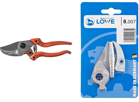 Original LÖWE 8 Amboss-Schere 8.104 mit Bypass Geometrie - scharfe handliche Gartenschere mit Standard-Griff und auswechselbarer Stahl-Klinge & Ersatzteilset 8.007 Ersatzteile