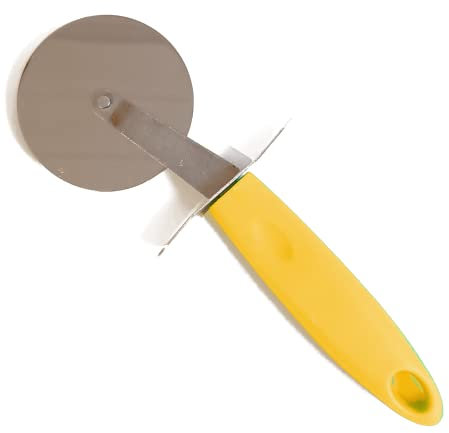 Sternfabrik Pizzaschneider 19cm Pizzacutter Messer Pizzaroller Flammkuchen Pizza-Schneider auch für Lahmacun & Pide geeignet (Gelb)