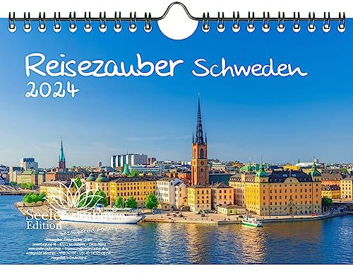 Reisezauber Schweden DIN A5 Wandkalender für 2024 Stockholm Schweden Urlaub - Geschenkset Inhalt: 1x Kalender, 1x Weihnachtskarte (insgesamt 2 Teile)