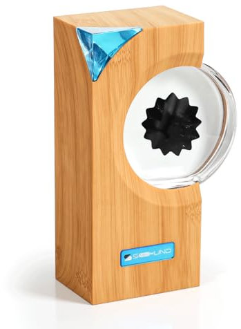 Ferrofluid Speaker Music Mate, Ferrofluid-Anzeigelampe, tanzender Ferrofluid-Lautsprecherpartner mit Musikrhythmus, Desktop-Dekoration, Teenager-Geschenke (Imitation Bambusmuster)