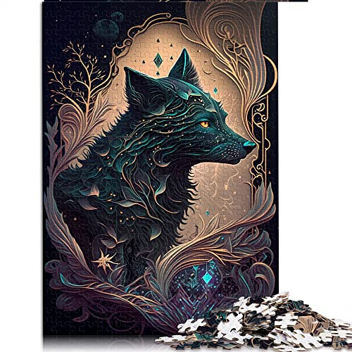 500 Teile Puzzle Fantasiewelt Wolf Puzzles für Erwachsene Holzpuzzles Lernpuzzle Familienspiel (Größe 38 x 52 cm)