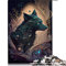 500 Teile Puzzle Fantasiewelt Wolf Puzzles für Erwachsene Holzpuzzles Lernpuzzle Familienspiel (Größe 38 x 52 cm)