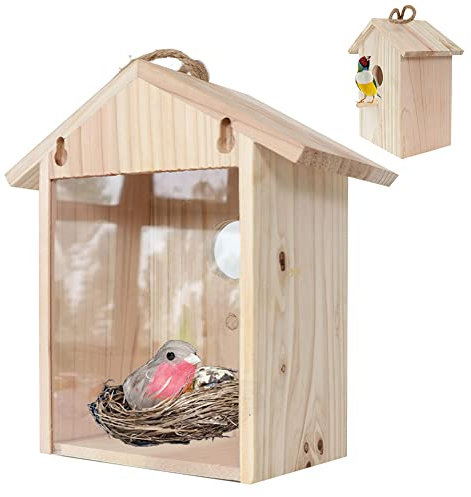 Xiaoxin -Vogelhaus mit Saugnapf, Wildvogelbeobachtungs-Nistkasten, Eichhörnchen-sicherer Vogelhäuschen am Fenster, für Naturliebhaber oder Vogelliebhaber
