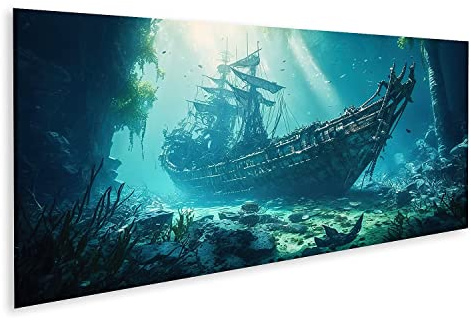 islandburner Bild auf Leinwand schiffswrack unterwasser wrack altes segelschiff unter wasser vintage schiff lie Bilder Wandbilder Poster IZIT-Pano