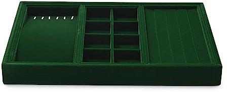 Oirlv Bandeja organizadora vintage de terciopelo verde 4+1 multifunción para joyas, organizador de joyas, bandeja organizadora