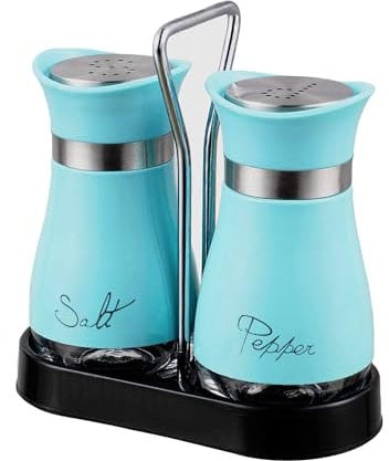 2 Piezas Saleros de Cocina con Tapa de Madera de Bambú Salero y Azucarero Cocina Salero y Pimentero Portátiles Gadgets Cocina Menaje de Cocina (Azul)