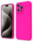 oakxco for iPhone 15 Pro Max Phone Case Liquid Silicone, Neon Bright Solid Color, Thin Slim Soft Rubber Gel Matte TPU Plain Simple Cover for Women Girl Cute, Hot Pink Fuchsia