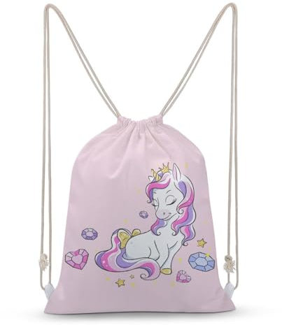 NIBABA Rucksack mit Kordelzug, Pop-Art, buntes Einhorn, süß, große Kapazität, wasserabweisend, Segeltuch, Sport, Yoga, Turnbeutel für Jungen, Mädchen, Frauen, Männer, Beutel mit Kordelzug
