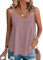 WNEEDU Tops sans Manches débardeur d’été Femmes Gilet de Cou Chemisiers décontractés lâches Chemises pour Femmes Gilets pour Dames Chemise Caraco débardeurs de Base Rose XL