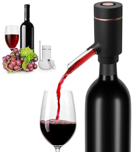 Vin Fresco Electric Wine Dispenser - One Button Electric Wine Aerator and Pourer - Fits Most Bottles (Black & Rose Gold)