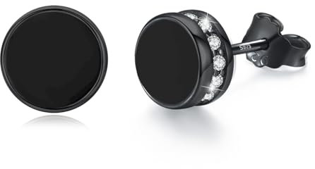 Obsidian Ohrstecker für Damen 925 Sterling Silber hypoallergene Ohrringe Obsidian Schmuck für Männer empfindliche Ohren, 7 mm