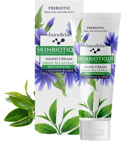Bendida Skinbiotique Handcreme mit Grüner Tee Extrakt + Glycerin I Feuchtigkeitscreme für raue, strapazierte Haut I Sanfte Pflegecreme für trockene Hände und beanspruchte Haut 50ml