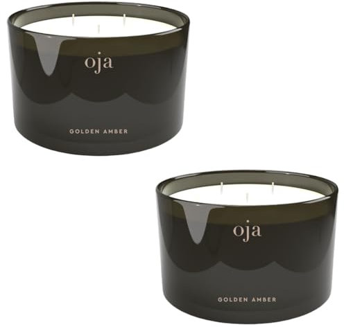 Oja Sojawachs Duftkerze Golden Amber, elegantes Design, (2er Pack 340g)