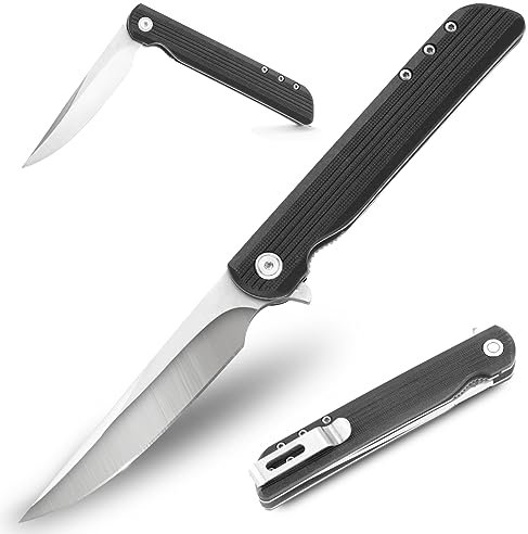 LUXHEIM Klappmesser mit Clip, Klein Messer mit Liner Lock, EDC Taschenmesser Einhandmesser Scharfe Klinge aus 5Cr15Mov Edelstahl, Slim und Sicher für Outdoor Camping Wandern Angeln Alltag