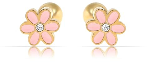 Made by Nami Boucles d'oreilles fleurs en acier inoxydable plaqué or cadeaux pour femmes bijoux imperméables, Acier inoxydable