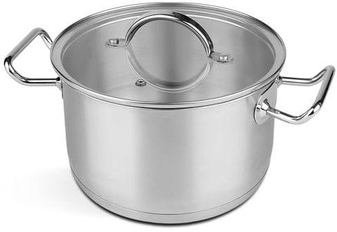 TIENDA EURASIA – Olla de Acero Inoxidable | Tapa de Vidrio | Especial Inducción | Capacidad 1.4, 2.8 y 4.8 Litros | Ollas Bra | Ollas Inducción (23 cm)