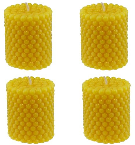 4 Stumpenkerzen Bubble aus 100% reinen Bienenwachs