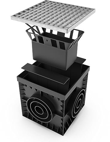 Vodaland 300x300 Yard drain - Load Class A15 - Plastic catch basin with silt basket (Galvansied grate)