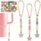 SUNNYCLUE DIY 9 Sets Water Cup Charms Set Personalized Handle Charm Cup Name Charms Letters Beads Flower Water Bottle Charm Enamel Name ID Letter Charm Accessories for Tumblers Cups Handle Decor