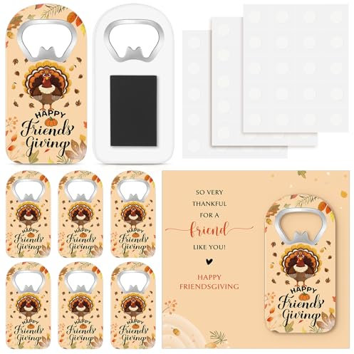 Hushee 20 Sets Thanksgiving Geschenke Großpackung Happy Friendsgiving Party Favors Magnetischer Flaschenöffner Karte Tasche Herbst Kühlschrank Magnet Ernte Herbst Aufkleber Türkei Kürbis Blatt