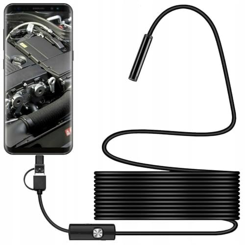LTC - Endoskopkamera mit Licht - Mini Kamera Digital - Full HD 1080P - mit LED, USB A, USB C, Micro USB - 2m Kabel - mit Magnet, Spiegel, Haken - für Smartphone, PC - Universal - 2000mm x 10mm