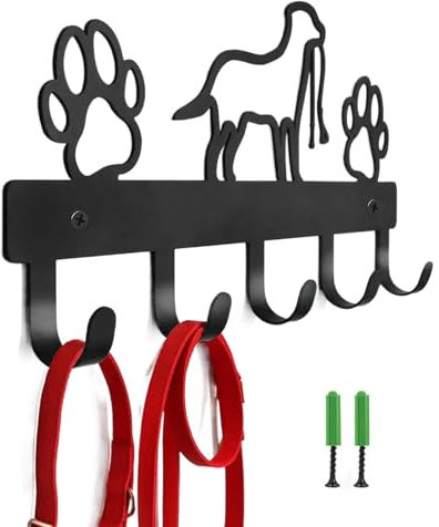 Hundegarderobe Mit 5 Haken Hunde Garderobe Schlüsselhalter Aus Metall Aufbewahrungshaken Mit Hundepfoten-Design Perfekt Zum Aufbewahren Von Hundeleinen Trainingsleckerlis Kauspielzeug