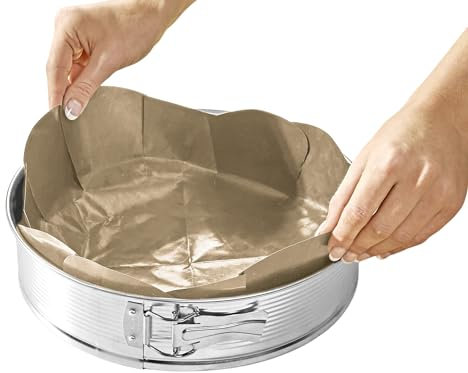 3 PAGEN® 2 Dauerbackfolie für Backformen – wiederverwendbar, hitzebeständig & antihaftbeschichtet – mehrweg Backpaier spülmaschinenfest – braun - 2er Set (rund und eckig) – 20x32cm & Ø26cm