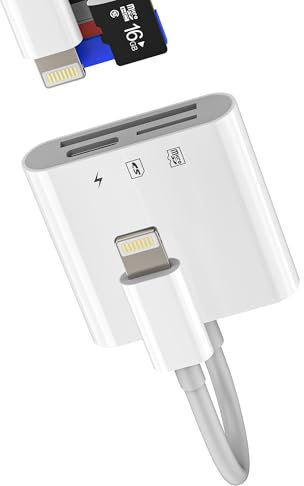 Lightning SD Card Reader(3 in 1)for Apple iPhone 14 pro max Charging Cable Adapter TF Micro SD Slot Digital Camera Memory Transfer Port for iPad External Storage Accessories Adaptor Fast Data Transfer