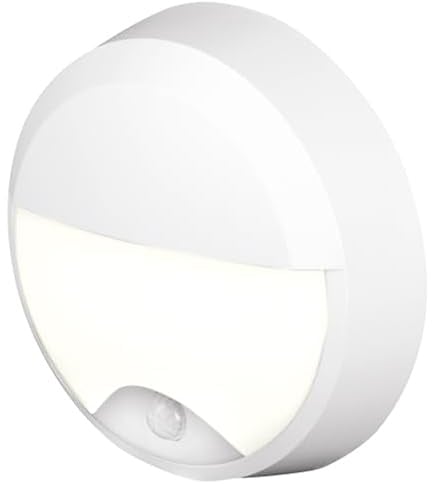 4lite Pylus Outdoor Round Eyelid Wall Light (White) 660lm Motion Sensor Bulkhead IP54 LED Integrated Exterior Light - 4L2/3219/PIR - 4Yr Guarantee