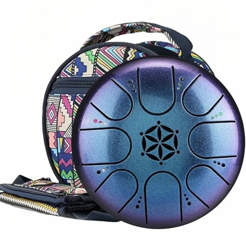 Zungentrommel 5 Zoll 8 Tone | Steel Tongue Drum | Handpan für Meditation & Entspannung, Yoga, Familienaktivitäten | Garden Regen Trommel Instrument (Blau)
