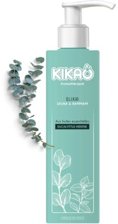 KIKAO - Elixir Sauna & hammam Eucalyptus/Menthe - Aux huiles essentielles d'eucalyptus - arôme pour Sauna - Relaxation - Aromathérapie (200 ML)