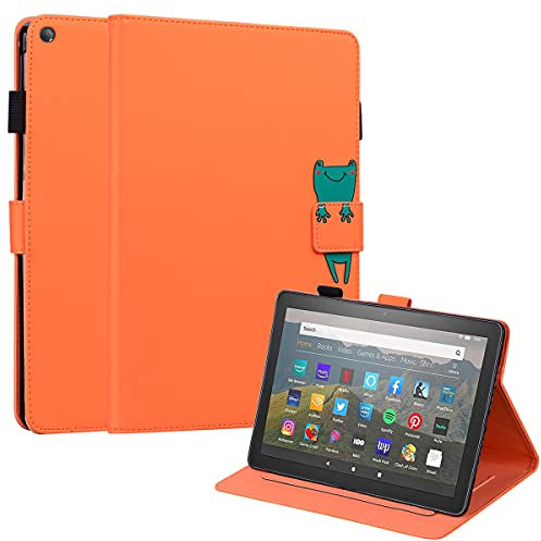 Mldjomid Custodia Protettiva Compatibile con Amazon Fire HD 8/ HD 8 Plus (12th/10th Gen) 8.0 2022/2020 Flip Pelle PU Tablet Case con Supporto e Slot per Scheda per Fire HD 8/ HD 8 Plus, Arancione