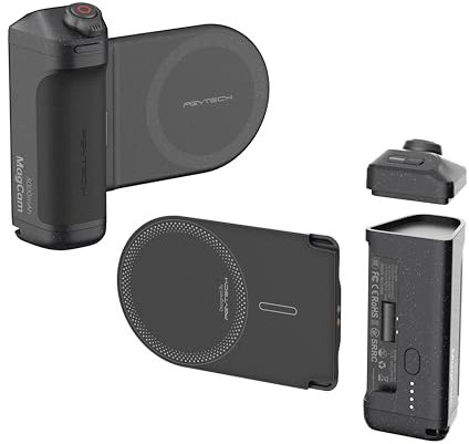 PGYTECH MagCam - Juego de agarres para teléfono móvil 3 en 1 con carga inalámbrica MagSafe/mando a distancia Bluetooth desmontable para iPhone 16/15/14/13/12/Android 14, color negro