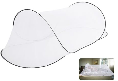 Mosquitera portátil plegable de 78 x 32 x 22 pulgadas, mosquitero portátil con fondo de red, para cama de camping o viaje (negro con fondo)