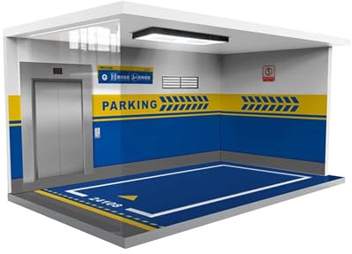 TWTCZOZ Parking Lot Boîte Présentoir Maquette Garage Diorama Simulation En PVC et Acrylique Adaptée à Collectionneurs Décoration de Bureau Maison Cadeau D'Ann, bleu