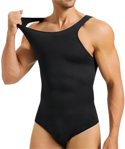 Body Shaper-Weste FüR MäNner Shapewear for Herren, Body zur Bauchkontrolle, Kompressions-Schlankheits-Bodysuit, ärmellos, offener Schritt, Unterhemd, Ganzkörper-Shaper FüR Die KöRperformung(Black,XL)
