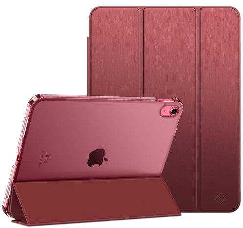 Fintie Hülle für iPad (A16) 11. Generation/iPad 10. Gen, Burgunderrot | Für 2025/2022 Modell, Ultradünn leichte Schutzhülle, Transparenter Rückseite Case, Dreifach-Ständer, Auto Schlaf/Wach