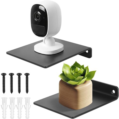 IYEREER 2 Schwarze Vintage Wandregale, mini Ablagehalterungen, 11 cm | Schwarze schwebende Mini‑Wandregale, zur Aufbewahrung für Badezimmer, Kamera, Küche und Kinderzimmer, 11×10×2,2 cm