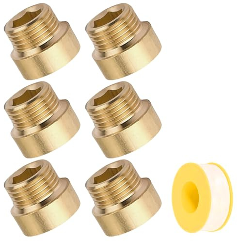 6 Stück Messing Hahnverlängerung 1/2 Zoll x 10 mm, 1/2 IG x 1/2 AG | 1/2 Zoll Gewindeverlängerung, 10MM Messing Verlängerung Fitting, Gewindefitting Hahnverlängerung für Wasserhähne Eckventile