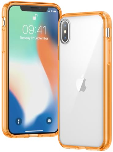 Voyahülle Clear Case for iPhone X/XS, Ultra Thin, Shockproof TPU Cover, Anti-Yellowing, Crystal Clear, Phone Case for Apple iPhone X/XS - Orange
