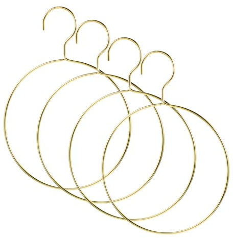 4 Piezas Nórdico Percha Circular de Hierro Dorado para Bufandas | Anillo Grande, Superficie Lisa sin Rebabas, para Vests y Bufandas Flecos, Hogar