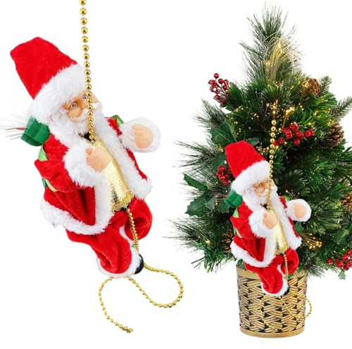 Opdestn Kletternder Weihnachtsmann | Weihnachten Musikalische Dekoration Mit Licht - Festlicher Weihnachtsbaumschmuck - Für Kinder Zuhause Draußen Weihnachten Vordertür Garten Dach Klassenzimmer