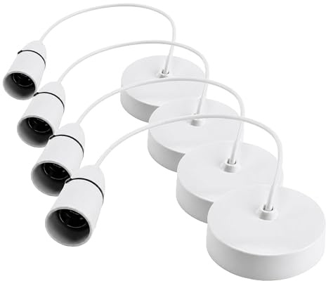 Status Ceiling Pendant Light Fitting, 9-Inch White Bayonet Pendant for Ceiling, Pre‑Wired with Cord Grip, Indoor Lighting Fixture, S9INCPB4 (Pack of 4)