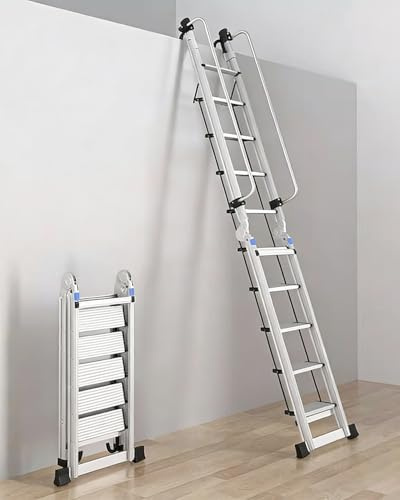 Tragbare, Klappbare Dachbodentreppe für Beengte Platzverhältnisse, Treppe für Garage, Dachboden, Galerie, Aluminium-Etagenbettleiter(8 Steps - 245cm (8ft))