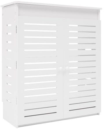 Dokiiovo WLAN Router Aufbewahrungsschrank Freistehend, Weiß (60x25x70cm)