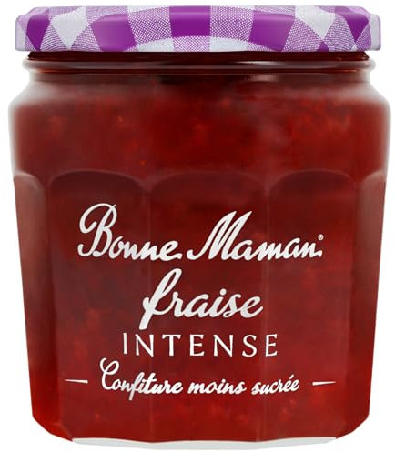 Bonne Maman - Confiture Fraise Intense - Riche en Fruits et moins sucrée - 335g