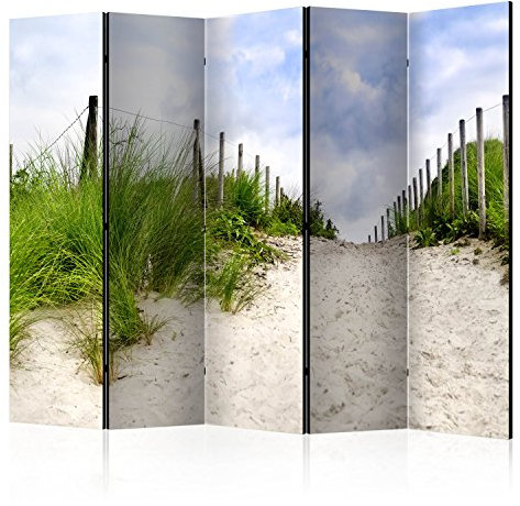 murando Raumteiler Strand am Meer Foto Paravent 225x172 cm beidseitig auf Vlies-Leinwand Bedruckt Trennwand Spanische Wand Sichtschutz Raumtrenner Home Office Natur Landschaft c-B-0341-z-c