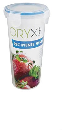 ORYX Vaso Recipiente Hermetico Medidor Plastico Redondo 600 ml. Ø 9x18.5 (Alt.) cm.