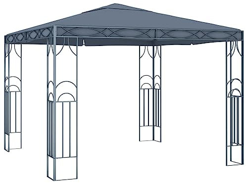 vidaXL Pavillon Dach mit Anti-UV-PA-Beschichtung Gartenzelt Partyzelt Festzelt Gartenpavillon Garten 300x300cm Anthrazit Stahl 100% Polyester