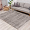 Teppich Hochflor Wohnzimmer - Ethno Stil Meliert 80x250 cm Grau Creme - Teppich-Läufer mit Fransen